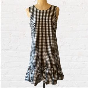 J. Crew Black and White Gingham Printed Sleeveless Bow-back Dress Size XS